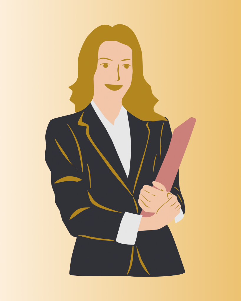 Icono de mujer profesional que representa la experiencia de Natalia Derevnin como abogada y headhunter, antes de ser coach.