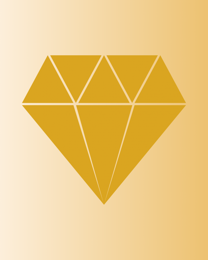 Icono de diamante dorado que representa el enfoque premium, exclusivo y personalizado de Natalia Derevnin Coaching.