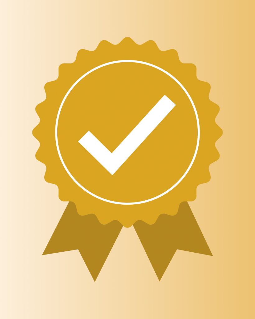 Icono de medalla dorada con check, símbolo de certificación internacional ICF y experiencia en PNL, garantizando los más altos estándares y excelencia.